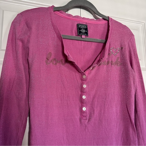 Vintage Victoria’s Secret PINK Y2K Sparkly Pink Top with buttons - Picture 6 of 11